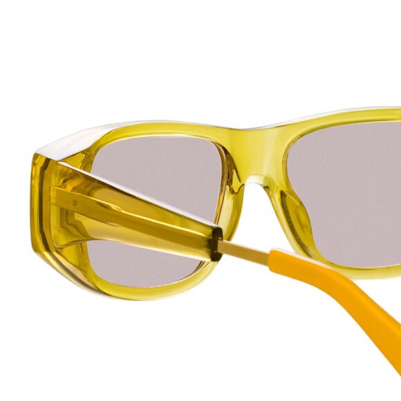 Dries Van Noten X Linda Farrow D-Frame Yellow/Lilac Sunglasses - Picture 4 of 4